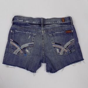 y2k 2000s embroidered cutoff denim shorts